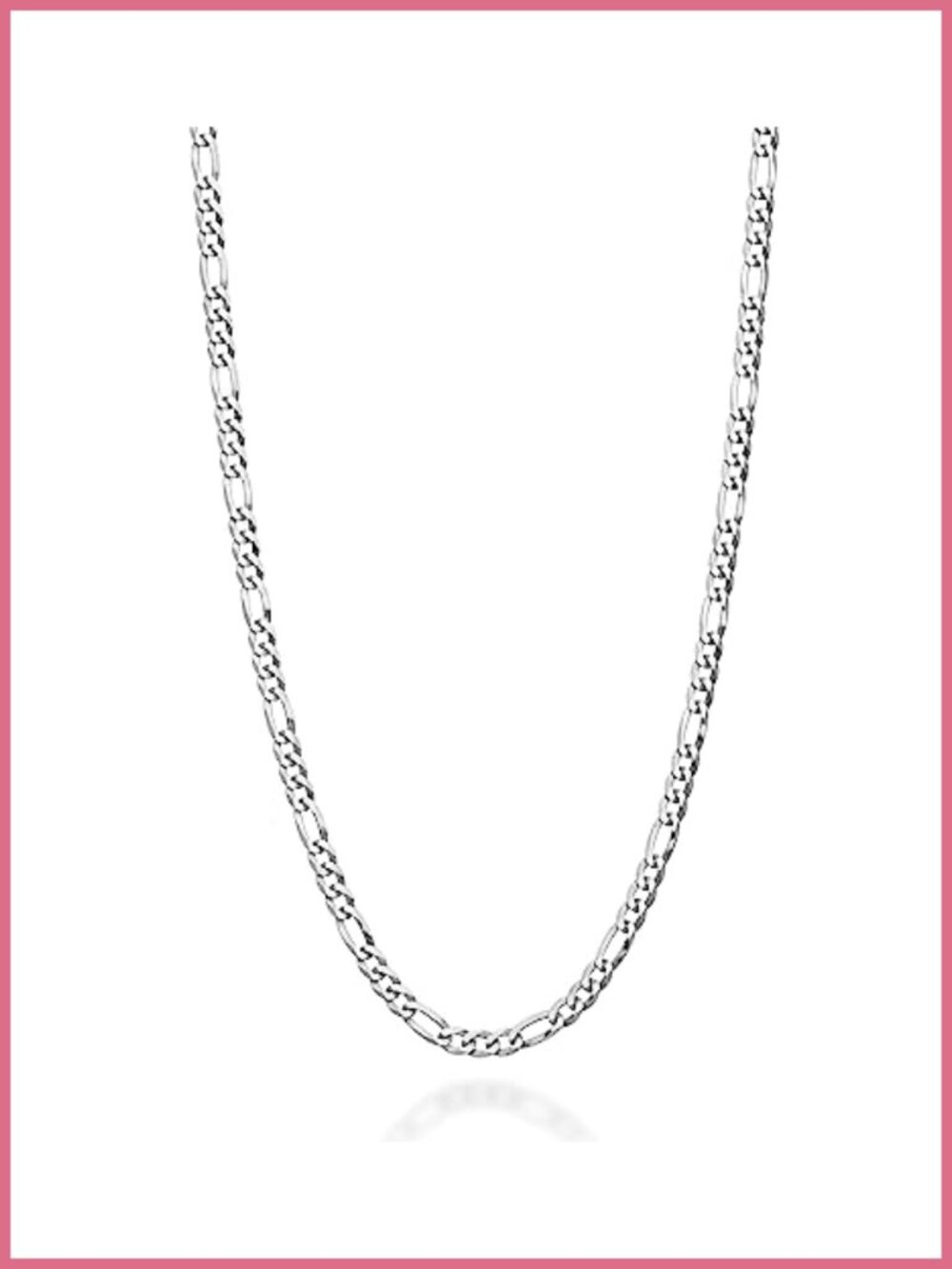 Italian 925 Sterling Silver 3mm Figaro Chain Necklace for Women Men